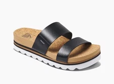 Reef Cushion Bounce Vista Hi Wedge Sandal Black Women's Sizes Vegan Leather