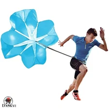 Adjustable 56" Resistance Running Parachute for Kids and Adults - Blue Design