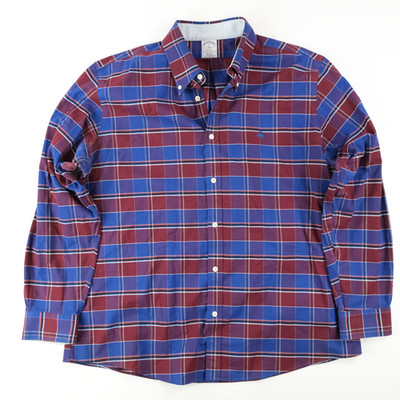 Brooks Brothers Sz. XL Maroon Blue Plaid Long SLeeve Button DOwn Shirt Regent