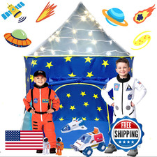 Limitlessfunn Rocket Ship Pop Up Kids Play Tent Includes Star Lights Carrying