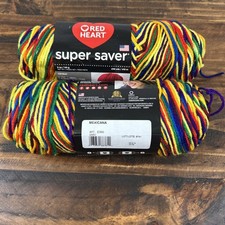 Coats Yarn E300-950 Red Heart Super Saver Yarn-mexicana Lot Of 2