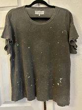 The Great Gray Paint Splatter Tee Relaxed Fit Women’s Size 2 100% Cotton