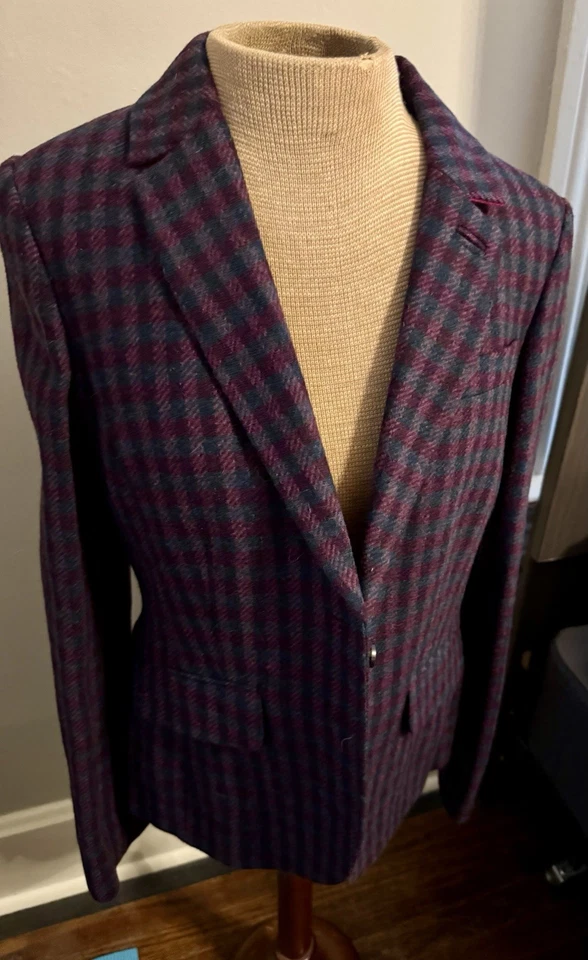 Blazer Boden Azul Marino Púrpura Cuadros Lana Tweed, EE. UU. 8 / REINO UNIDO 12. Nuevo con etiquetas forrado Foto 2 de 4