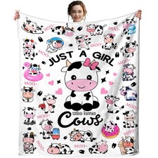 Cow Blanket Soft Cozy Flannel Cows Throw Bedding Decor Gifts 50x40 Inch