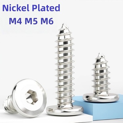 M4 M5 M6 Carbon Stee Nickel Plated Chamfered Hexagon Socket Self-tapping Screw