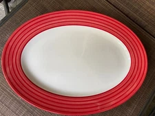 Red Libbey Foodservice Oval 15.5" Meat or Serving Platter Restaurant Ware EUC