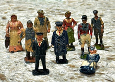 Lot of 9 Cast Lead People Figures Various Hand Painted Figurines 2 Inch  AS IS