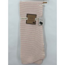 Pink Cream Striped 100 Cotton Knit Baby Blanket 32x40 NEW