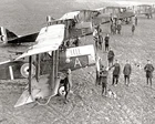 France WW1 Bombing Squadron Biplanes Airfield Pilots Military Vtg. Photo