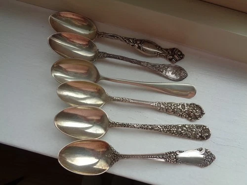 Six Vintage Sterling Spoons (Reed & Barton etc) 6.6 oz, 187 g