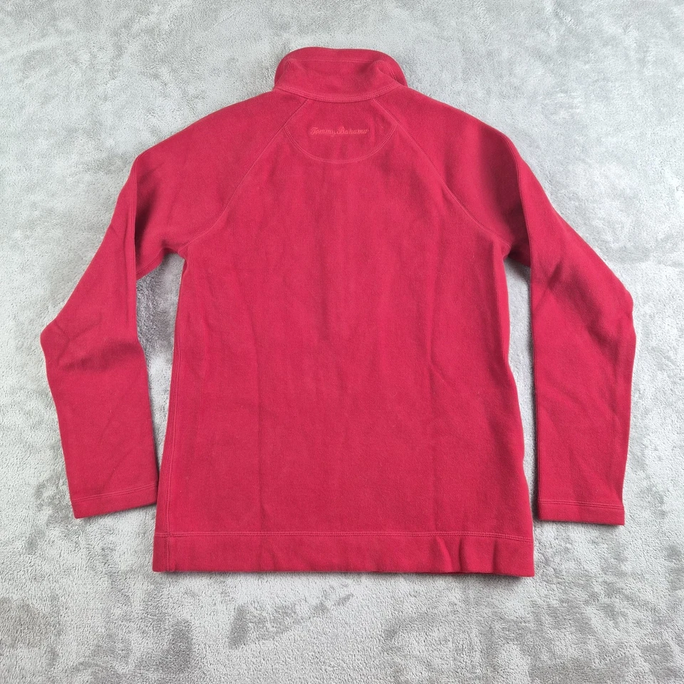 Tommy Bahama Sweatshirt Womens Small Red Sequin Flower 1/2 Zip Pullover Holidays - Image 2 of 4