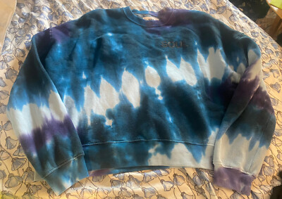 Soul Soulcycle Small Blue Purple Tie Dye Sweatshirt Boxy Oversized