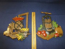 Vintage Homco Cast Metal Wall Decor Plaques Kitchen Decor #1270 BX 1978 Lot of 2