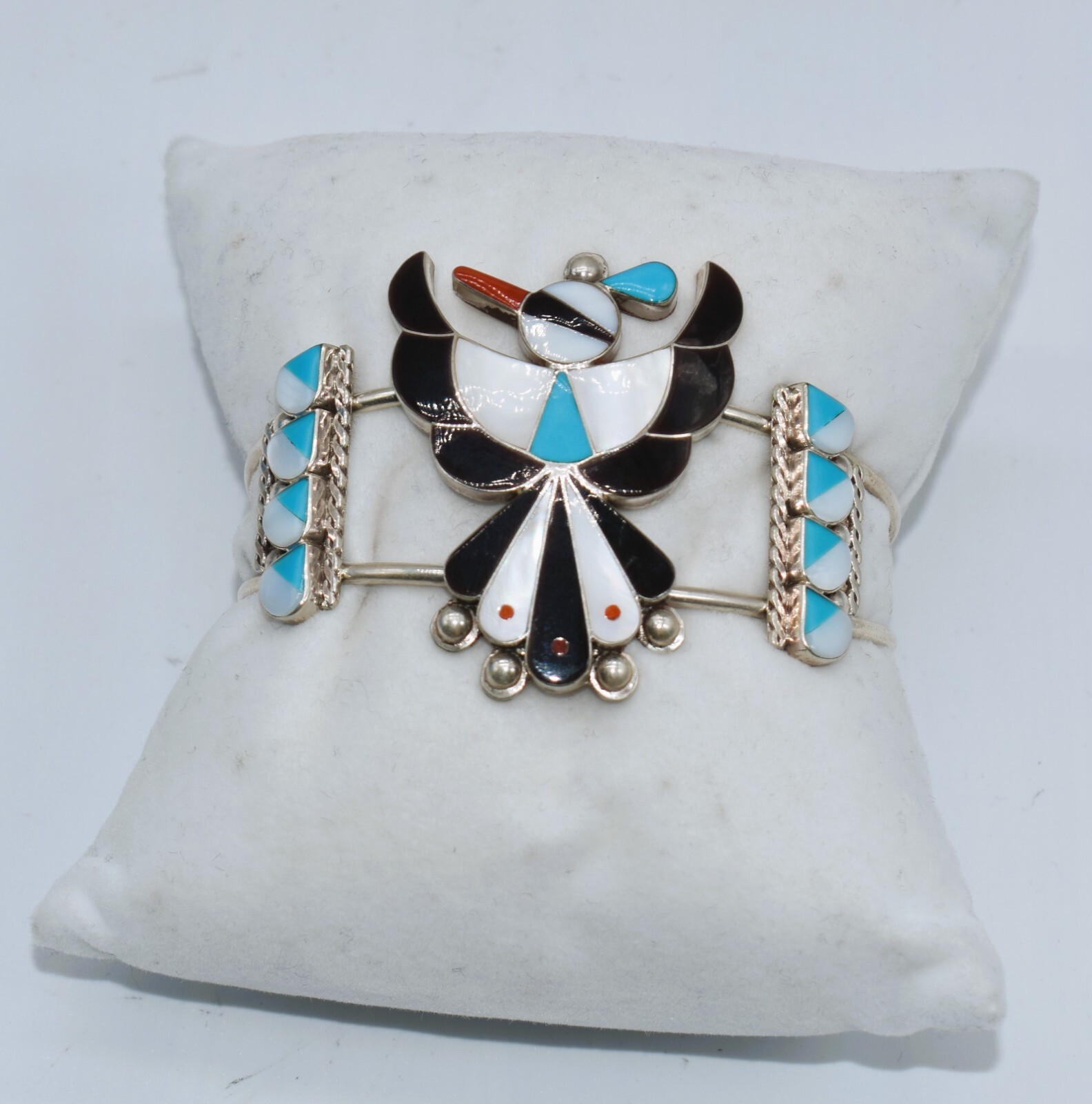 Leagus Aniyite Zuni Inlay Thunderbird Sterling Silver… Gem