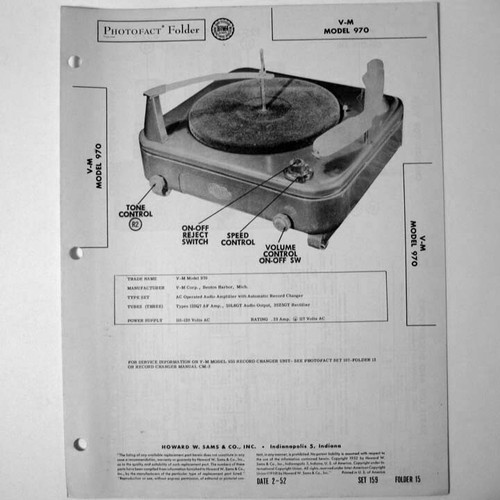 v-m-vm-v-m-model-970-sams-photofact-1952-new-nos-ebay
