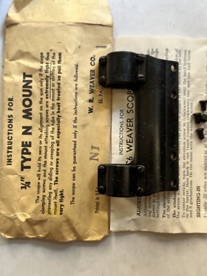Weaver 3/4  N1 side scope mount base black with rings NOS
