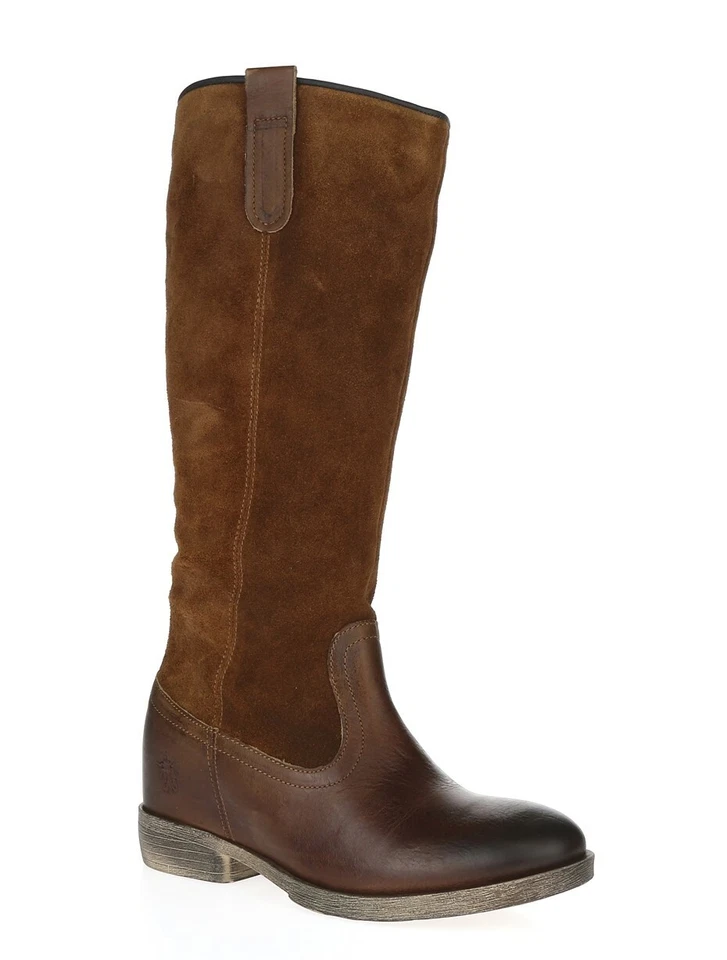 Mujer FLY LONDON CATH 228807 Marrón Tostado Cuero Gamuza Botas Altas Talla 38 M Foto 4 de 4