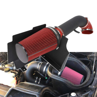 Cold Air Intake System Heat Shield + Filter for 99-06 Chevy GMC Silverado Red