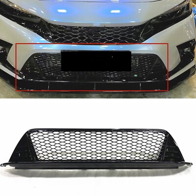 Front Bumper Lower Grille Mesh For Honda Civic 11th 2022-2024 Gloss Black