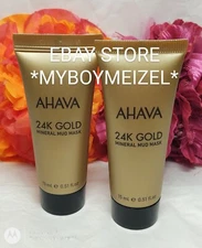 Lot of 2 AHAVA 24k Gold Mineral Mud Mask .51 oz / 15 ml Travel Sz Sealed Ipsy