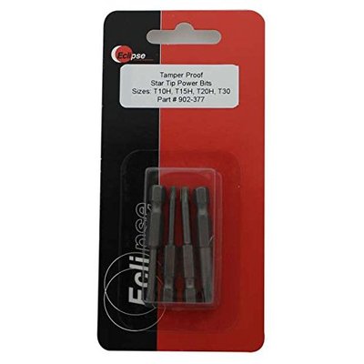 Eclipse 902-377 4 Pc Tamper Proof, Star Tip 1-15/16''Power Bit Set