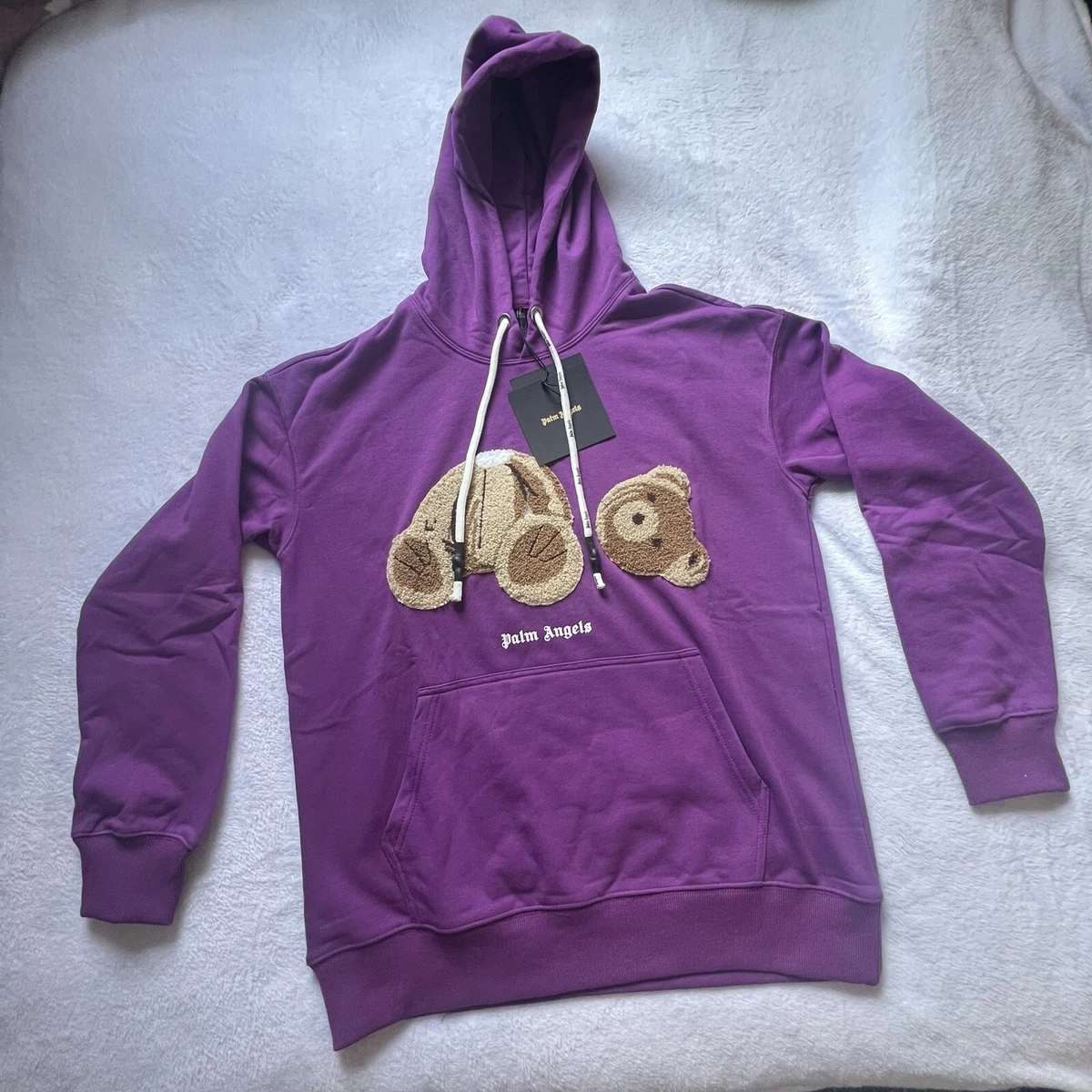 NWT PALM ANGELS Purple Boucle Bear Hoodie Sweatshirt Size L NEW | eBay