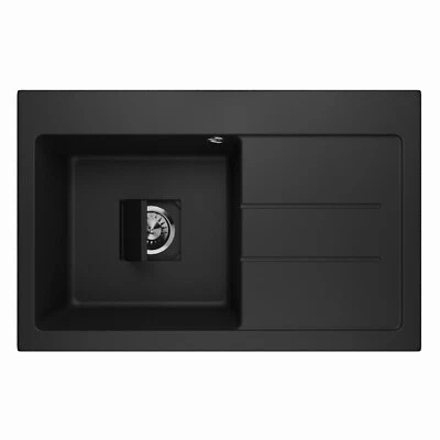 QLS Lavello Lavello Granito Incasso Profondità Sifone Lavello Qube 1.0 Nero Destro