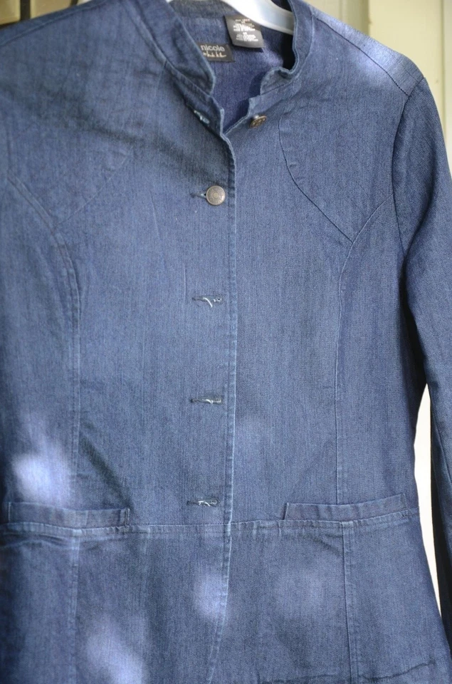 NICOLE MILLER Blazer Denim Azul Oscuro Mujer Talla 14 Foto 3 de 4