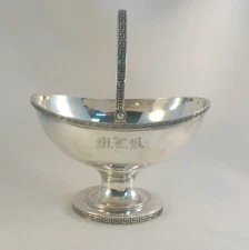 William Gale & Son Sterling 1860's Greek Key Sugar Basket- 3 1/2" tall