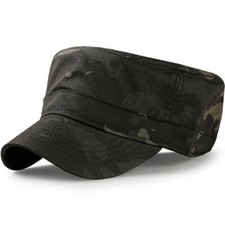 Men Army Cap Military Style Camouflage Flat Top Cadet Hat Trucker Adjustable