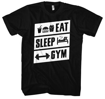 Eat Sleep Gym Männer Herren T-Shirt | Fitniss Pumpen Sport Muskeln Hantel