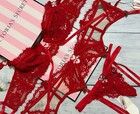 VS by FOR LOVE & LEMONS Rose Lace Heart Underwire Bra Garter Thong Set