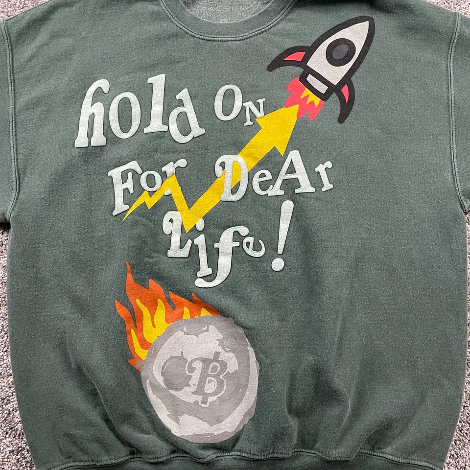 Bitcoin Sweatshirt Large Green Crypto Currency Coin All Over Print Pacsun Money - Image 4 of 4