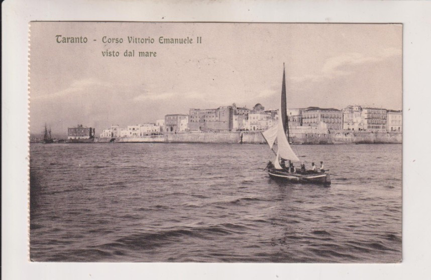 CARTOLINA TARANTO CORSO VITTORIO EMANUELE II VISTO DAL MARE VG 1915