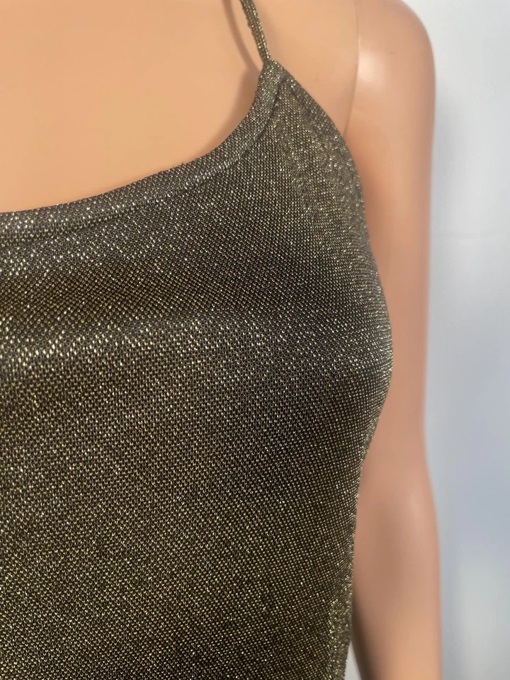 Vintage 80s/90s Gold Lurex Holiday Party Dress Size M - Image 3 of 4