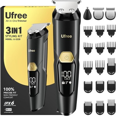 Ufree 3-in-1 Beard Trimmer for Men, Valentine Gifts for Men, IPX6 Waterproof Men