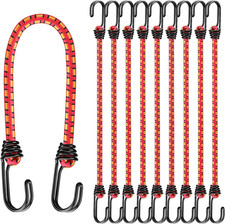 18" Elastic Bungee Cords with Hooks: 10 Pcs Bungee Cords Heavy Duty Outdoor, Bun