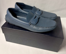 Prada 2DD116 Blue Perforated Leather Driving Loafers Men  s Size 9.5 Italy