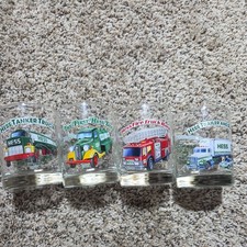 4 Vintage Hess Trucks Drinking Glasses Fire truck, Tanker, Trailer, First Truck