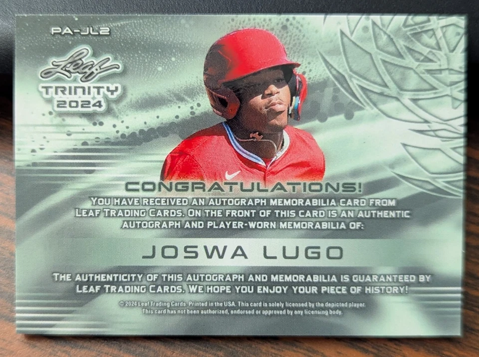 2024 Leaf Trinity Joswa Lugo Green Patch Auto 24/25 Angels - Image 2 of 2