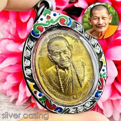 Silver Casing Monkey King Gambling Casino Lotto Money Mahasila Thai Amulet 18338