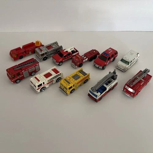 Lot of 11 Vintage Hot Wheels Fire Dept Diecast Toy Vehicles Loose - Free Ship