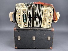 Vintage Star Jet Quad Chemnitzer Concertina Ivory White 4-Reed Accordion W/ Case