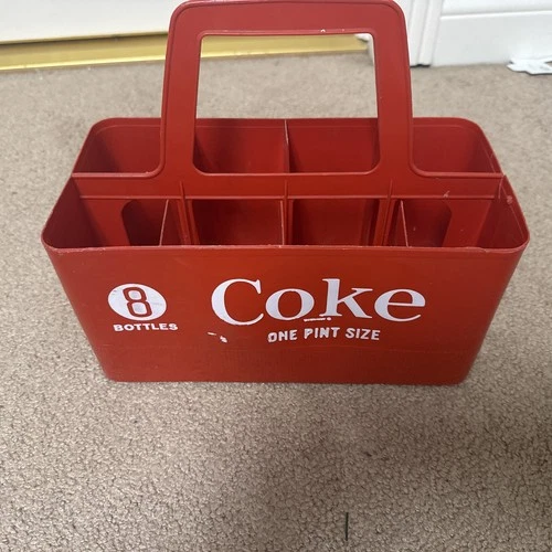 Vintage 8 Bottles One Pint Coke Coca Cola Classic Plastic Case Carrier Red