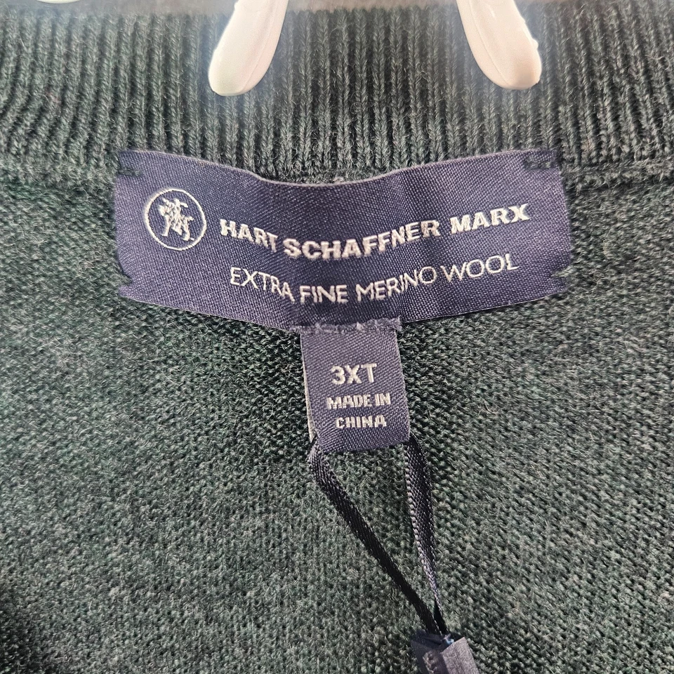 $89 NEW Hart Schaffner Vest Sweater Men 3XT Tall 100% Merino Wool V-Neck Green - Image 4 of 4