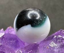 Sweet Vintage Akro Agate Patch Marble - DARK Teal White - .62"