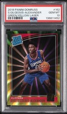 2018 PANINI DONRUSS GREEN/YELLOW LASER SHAI GILGEOUS-ALEXANDER ROOKIE RC PSA 10
