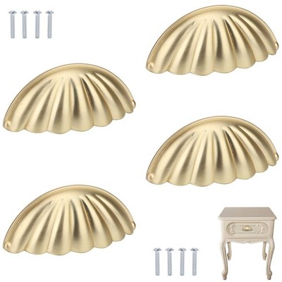Brosay Shell Cup Handles Vintage Semi Circle Cabinet Knobs for Furniture Gold 