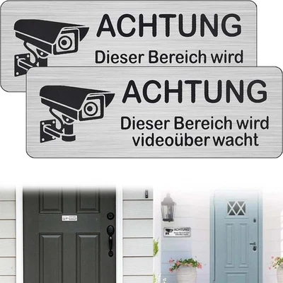 MARKENLOS 2/4/10x Achtung Videoüberwachung Schild Alu Schild Videoüberwachung Warnschild