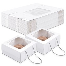25 Pcs White 15 x 15 x 7 inch Hat Boxes with Window for Travel Large Cardboar...